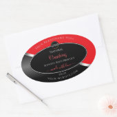 Markierende Labels für Red Black Wavy Silver Logo Ovaler Aufkleber (Umschlag)