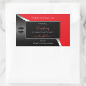 Markierende Labels für Red Black Wavy Silver Logo Rechteckiger Aufkleber (Tasche)