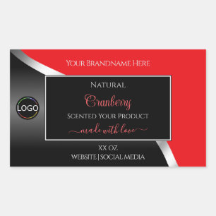 Markierende Labels für Red Black Wavy Silver Logo Rechteckiger Aufkleber