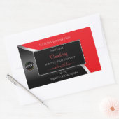 Markierende Labels für Red Black Wavy Silver Logo Rechteckiger Aufkleber (Umschlag)