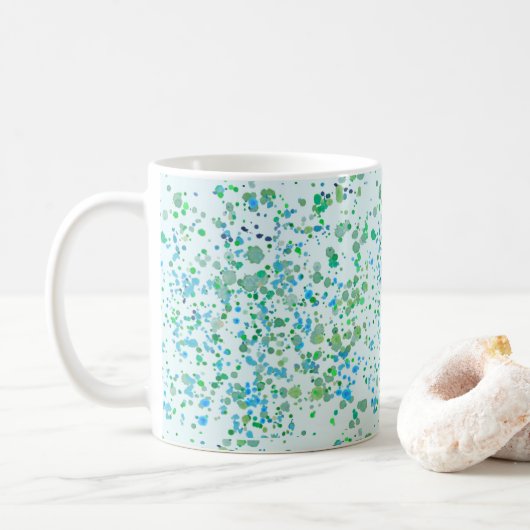 markierte Paint Blue und Green Kaffeetasse (Mit Donut)