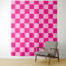 Markierte Quadrate hellrosa Retro Wandteppich