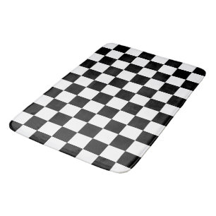 Markierte Quadrate schwarz-weiß geometrischer Retr Badematte