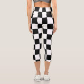 Markierte Quadrate schwarz-weiß geometrischer Retr Capri Leggings (Rückseite)