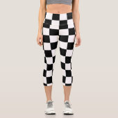 Markierte Quadrate schwarz-weiß geometrischer Retr Capri Leggings (Vorderseite)