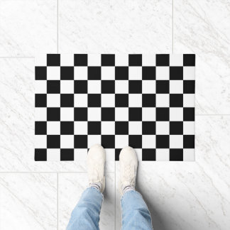 Markierte Quadrate schwarz-weiß geometrischer Retr Fußmatte