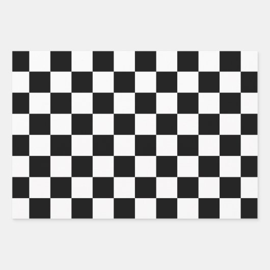 Markierte Quadrate schwarz-weiß geometrischer Retr Geschenkpapier Set (Vorderseite)