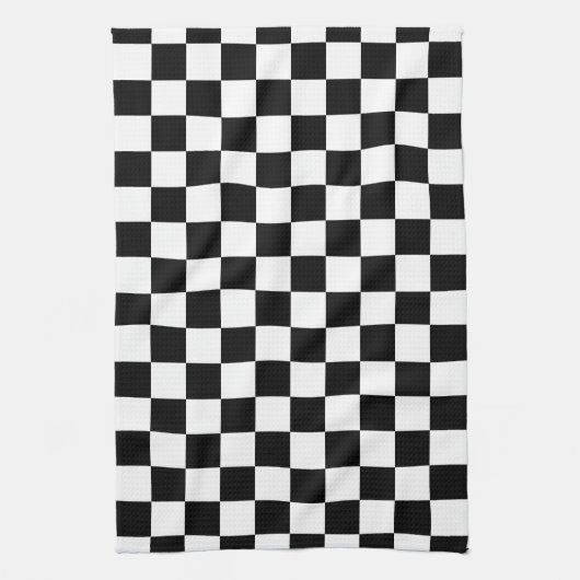 Markierte Quadrate schwarz-weiß geometrischer Retr Geschirrtuch (Vertikal)