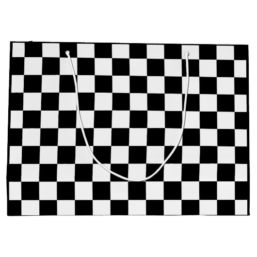 Markierte Quadrate schwarz-weiß geometrischer Retr Große Geschenktüte (Rückseite)