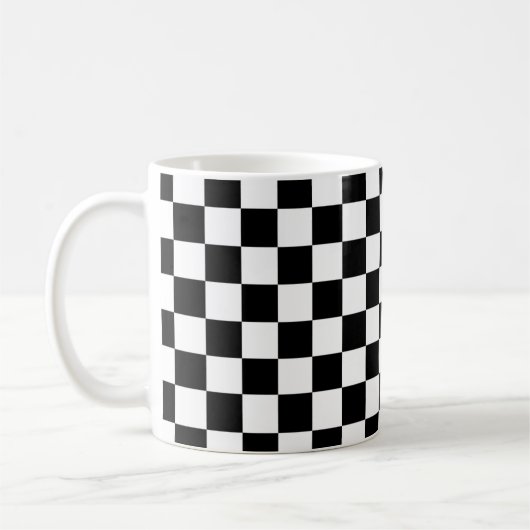Markierte Quadrate schwarz-weiß geometrischer Retr Kaffeetasse (Links)