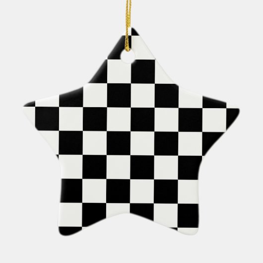 Markierte Quadrate schwarz-weiß geometrischer Retr Keramik Ornament (Vorne)