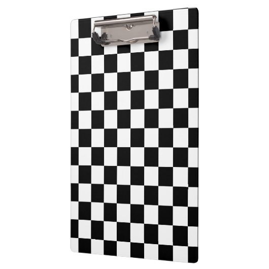 Markierte Quadrate schwarz-weiß geometrischer Retr Klemmbrett (Links)