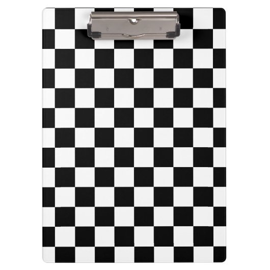 Markierte Quadrate schwarz-weiß geometrischer Retr Klemmbrett (Vorderseite)
