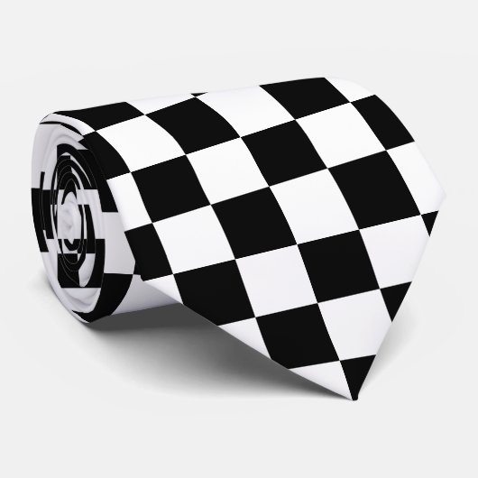 Markierte Quadrate schwarz-weiß geometrischer Retr Krawatte (Gerollt)