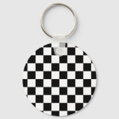Markierte Quadrate schwarz-weiß geometrischer Retr Schlüsselanhänger (Vorderseite)