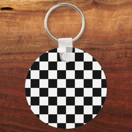 Markierte Quadrate schwarz-weiß geometrischer Retr Schlüsselanhänger (Rückseite)