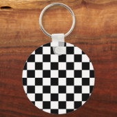 Markierte Quadrate schwarz-weiß geometrischer Retr Schlüsselanhänger (Vorderseite)