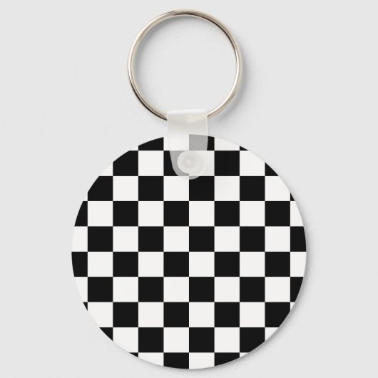 Markierte Quadrate schwarz-weiß geometrischer Retr Schlüsselanhänger (Rückseite)
