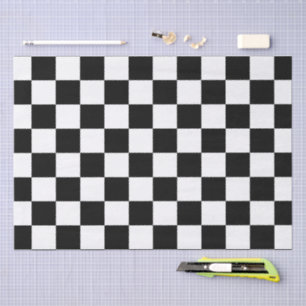 Markierte Quadrate schwarz-weiß geometrischer Retr Seidenpapier