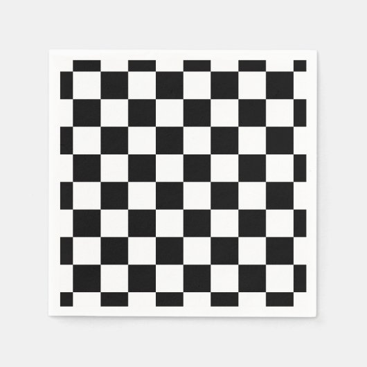 Markierte Quadrate schwarz-weiß geometrischer Retr Serviette (Vorderseite)