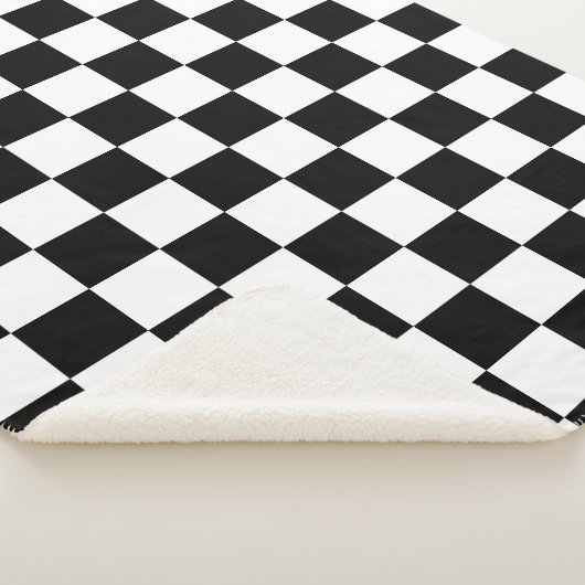 Markierte Quadrate schwarz-weiß geometrischer Retr Sherpadecke (3/4)