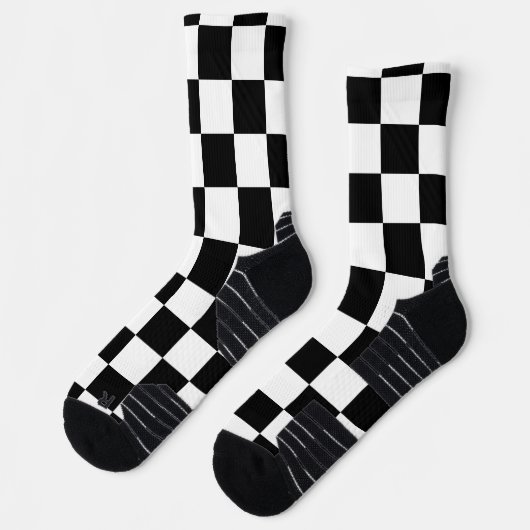 Markierte Quadrate schwarz-weiß geometrischer Retr Socken (Links)
