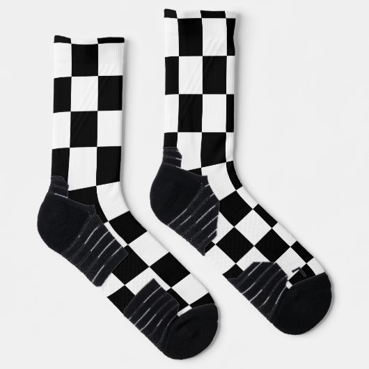 Markierte Quadrate schwarz-weiß geometrischer Retr Socken (Rechts)