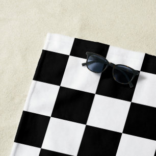 Markierte Quadrate schwarz-weiß geometrischer Retr Strandtuch