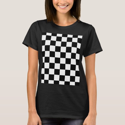 Markierte Quadrate schwarz-weiß geometrischer Retr T-Shirt (Vorderseite)