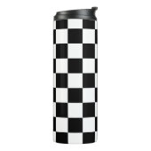 Markierte Quadrate schwarz-weiß geometrischer Retr Thermosbecher (Nach links gedreht)