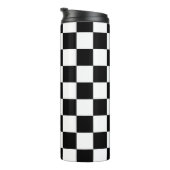 Markierte Quadrate schwarz-weiß geometrischer Retr Thermosbecher (Nach rechts gedreht)