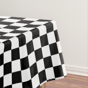 Markierte Quadrate schwarz-weiß geometrischer Retr Tischdecke