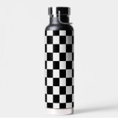 Markierte Quadrate schwarz-weiß geometrischer Retr Trinkflasche (Links)