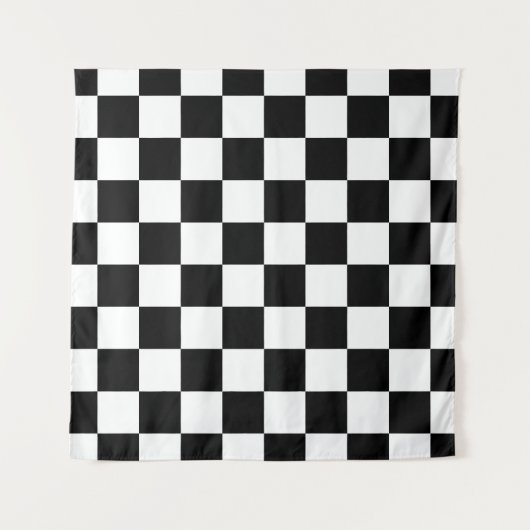 Markierte Quadrate schwarz-weiß geometrischer Retr Wandteppich (Vorderseite (Horizontal))