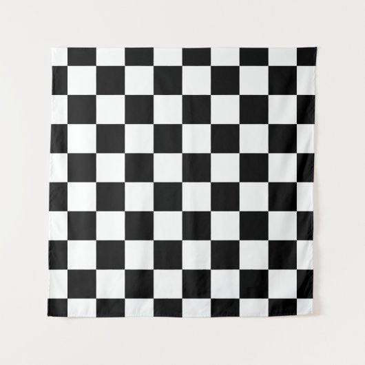 Markierte Quadrate schwarz-weiß geometrischer Retr Wandteppich (Vorderseite)