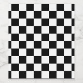 Markierte Quadrate schwarz-weiß geometrischer Retr Weinetikett (Einzelnes Label)