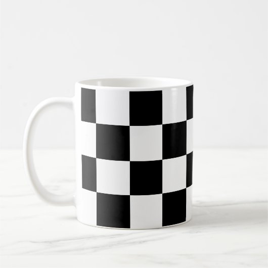 Markierte Quadrate Schwarz-Weiß-geometrisches Retr Kaffeetasse (Links)