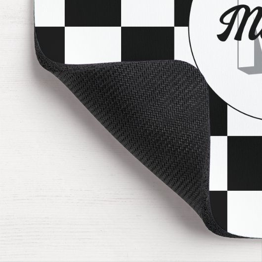 Markierte Quadrate Schwarz-Weiß-Retro-Monogramm Mousepad (Ecke)