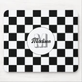 Markierte Quadrate Schwarz-Weiß-Retro-Monogramm Mousepad (Vorne)