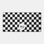 Markierte Quadrate Schwarz-Weiß-Retro-Monogramm Schreibtischunterlage (Vorderseite)