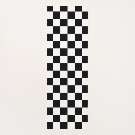Markierte Quadrate Schwarz-Weiß-Retro-Monogramm Yogamatte (Rückseite)