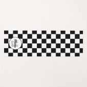 Markierte Quadrate Schwarz-Weiß-Retro-Monogramm Yogamatte (Vorderseite (Horizontal))