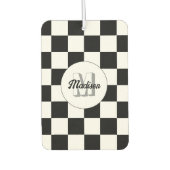 Markierte Quadrate schwarz-weiß Retrogramm Autolufterfrischer (Vorderseite)