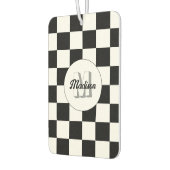 Markierte Quadrate schwarz-weiß Retrogramm Autolufterfrischer (Links)