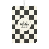 Markierte Quadrate schwarz-weiß Retrogramm Autolufterfrischer (Rückseite)