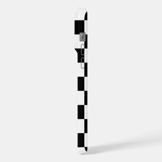 Markierte Quadrate schwarz-weiß Retrogramm iPhone Hülle (Linke Seite)