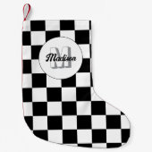 Markierte Quadrate schwarz-weiß Retrogramm Kleiner Weihnachtsstrumpf (Vorderseite)