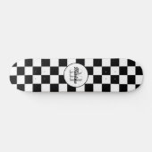 Markierte Quadrate schwarz-weiß Retrogramm Skateboard (Horizontal)