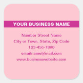 Markierter Firmenname auf der Rosa-Quadrat-Aufkleb Quadratischer Aufkleber (Vorderseite)