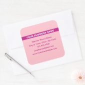 Markierter Firmenname auf der Rosa-Quadrat-Aufkleb Quadratischer Aufkleber (Umschlag)